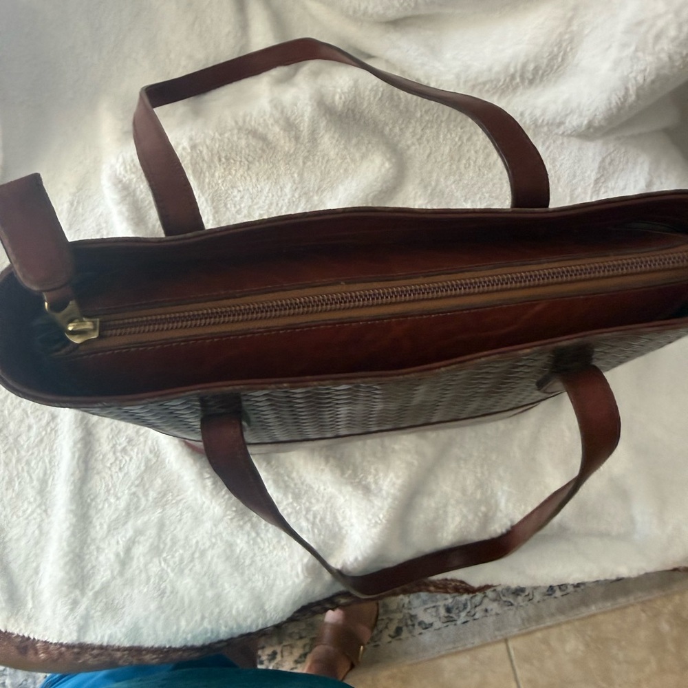 Vintage rare Brahmin leather tote shoulder bag with twilly - Picture 6 of 10